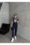 Navy Blue Ruby Buttoned Trousers - 6