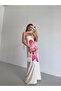 Cream Strapless Floral Print Long Dress - 2