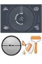 Gray Silicone Dough Rolling Mat 45 X 65 Cm, 32 cm Pizza Tray and Dough Roller with Wooden Handle