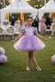 Lilac Sequined Short Sleeve Ball Gown Pageant Gown April 23 Kids Evening Dress Aby162