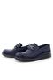 Genuine Leather Navy Blue Patent Leather Buckle Loafer Children's Classic Shoes - 6