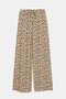 Leopard Print Women's Patterned Elastic Waist Tied Loose Leg Woven Trousers - Viscose