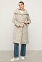 Removable Hooded Turn-Down Collar Quilted Jacket Stone 6792 - 6