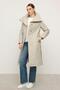 Removable Hooded Turn-Down Collar Quilted Jacket Stone 6792 - 4