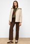 Removable Hood Zipper Detailed Oversize Coat Bej 3128 - 5