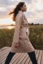 Plush Garnished Double Breasted Quilted Coat with Snap Closure Taş 6787 - 2