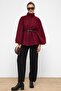 Belted Thick Poncho Bordo 3154 - 3
