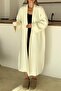 Oversize Thick Knitwear Long Cardigan Ecru 8274 - 3