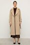 Reglan Sleeve Snap Closure Medium Length Coat Beige 3145