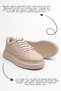 Daily Women's Beige Sports Shoes Lace-Up Lightweight Thick High Sole Walking Sneaker 2135 - 4