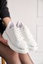Daily Women's White Sports Shoes Lace-Up Lightweight Thick High Sole Walking Sneaker 2135 - 3