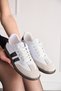 Women's White Black Lace-Up Lightweight Non-Slip Sole Soft Suede Detailed Casual Shoes 341 - 3