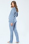 3325 Women's Striped Long Sleeve V-Neck Buttoned Maternity Pajama Set Indigo Relaxed - 3