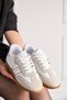 Women's White Lace-Up Lightweight Ankle Support Soft Sole Hologram Suede Casual Shoes 471 - 3