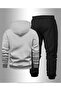 Men's Minimal Printed Gray Men's Sweat Set - 2