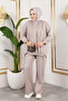 Modal Fabric Beige Oversized Two-Piece Set - 3