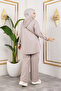 Modal Fabric Beige Oversized Two-Piece Set - 5