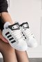 Unisex Daily White Black Sports Shoes Non-Slip Soft Sole Comfortable Lace-Up Sneaker 473 - 3