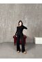 Modal Fabric Draped Asymmetrical Cut Blouse Pants Black Double Suit