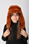 Tile Plush Furry Girl's Beret Hat with Earflaps and Snap Fasteners - 3
