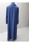 Blue Quality Crepe Jacket with Collar on the Front, Single Buckle Model New Season - 7