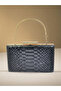 Black Color Anaconda Patterned Matte Stylish and Luxurious Women's Evening Dress Bag Wedding Engagement - 3