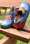 Multicolored Blue Leather Casual Shoes - 7