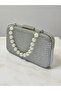 Silver Gray Color Glitter Wire Wrapping Women's Evening Dress Bag - 4