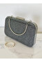 Anthracite Gray Platinum Color Glitter Wire Wrapping Women's Evening Dress Bag - 4