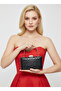 Black Color Anaconda Patterned Matte Stylish and Luxurious Women's Evening Dress Bag