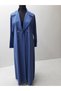 Blue Quality Crepe Jacket with Collar on the Front, Single Buckle Model New Season - 3