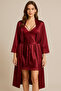 Burgundy Satin Lace Detailed Premium Nightgown & Robe Set – Special Boxed