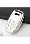 Audi Compatible A1, A3, A4, A5, A6, A7, A8, Q3, Q5, Q7, S4, S5, S6, S7, S8, R8, Tt Silver Edge Tpu Key Case Cover (White)