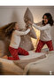 Mother Daughter Pajamas Set Interlock Fabric 100% Cotton Long Sleeve Winter Starry Red White - 4