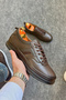 Coffee Light Casual Leather Men Shoes- Sneakers - 3