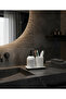 White Marble 3-Piece Bathroom Set with Black Decor, Liquid Soap Dispenser and Toothbrush Holder, Bathroom Accessories - 4