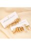 Elegant 12 Pcs Gold Colour Hoop & Pearl Earring Set - 3