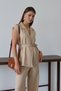 Women's Belted Vest Palazzo Linen Suit 3080 - 3