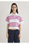 Logo Printed Pink Striped Polo T-Shirt Standard 1613005 -89359 - 4