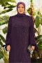 فستان مقاس كبير مطبوع بالخرز 20700 - 3