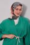 وشاح قطني مخطط باللون الأخضر الزمردي بنمط الزهور - 2