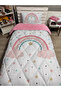 Welsoft Fleece Puffy Reversible Rainbow Patterned Single Duvet Bedding Set