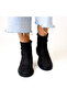 Black Suede Genuine Leather Women's Internal Zipper Boots with Buckle Accessories - 3