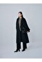 Oversize Coat with Brooch and Large Pockets Black