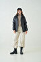 Women's Baklava Pattern Hooded Black Ultra Light Seasonal Coat - 3