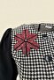 Red Floral Embroidery Houndstooth Patterned Dress - 4