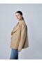 Gold Buttoned Double Breasted Short Coat Camel - 2