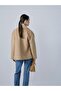 Gold Buttoned Double Breasted Short Coat Camel - 4