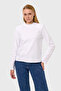 Mecy - White Women's Snap Padded Long Sleeve Basic