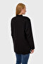 Turey - Black Women's Embroidered Snap Fastener Padded Stand Collar Oversized Long Sleeve Basic - 4